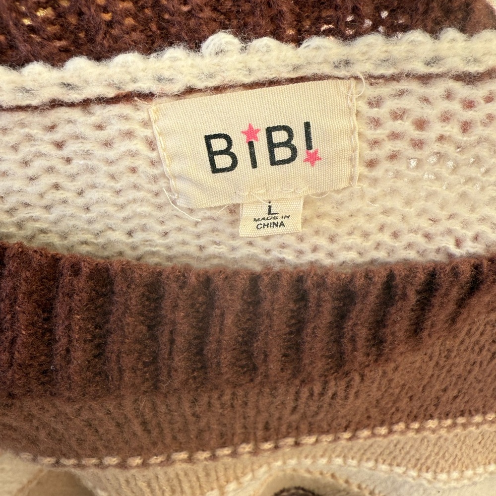 BiBi Brown and Cream Knit Sweater - Picture 3 of 3